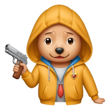 Hot dog with a hoodie with a gun to its head while crying sticker