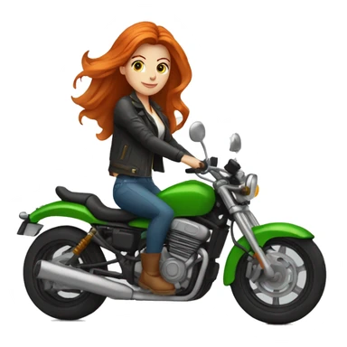 Femme ROUSSE aux yeux verts sur une moto sticker