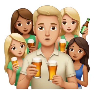 white man with a lot of girls a lot of beer and a joint sticker