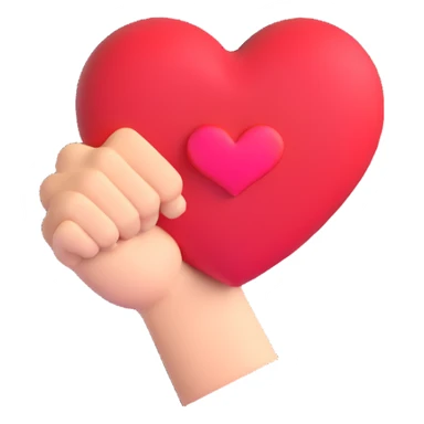 fist icon with a small heart floating above it sticker