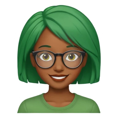 black woman with green hair and glasses sticker