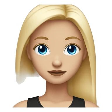 Girl with blue eyes and blonde straight hair with a black tank top  sticker