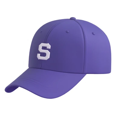 A baseball cap in a three-dimensional cartoon style, viewed from the bottom, on a white background. The image should be a 3D rendering with high resolution and bright colors. Use a perspective composition with high saturation and prominent details. Create a floating effect and a lively atmosphere. sticker