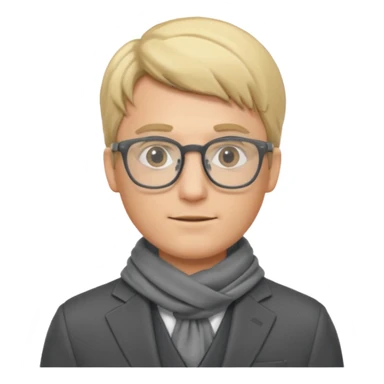 gray scarf male blond hair with suit glasses sticker
