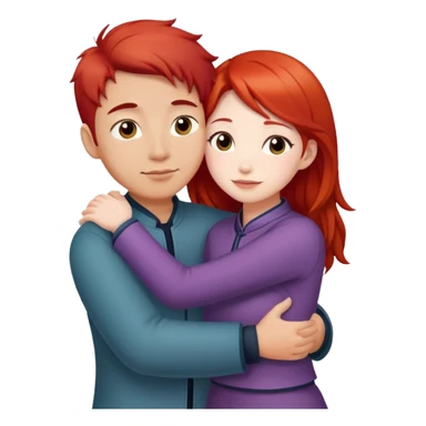 red haired girl ￼hugging chinese guy sticker