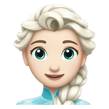 un pato inspirado en Elsa de Frozen. El pato debe tener un cuerpo azul con detalles blancos y una cabeza blanca, así como una trenza similar a la de Elsa. sticker