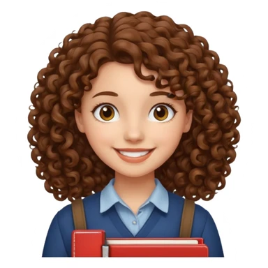 woman student , curly hair sticker