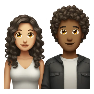 Guy with curly hair and brunette girl sticker