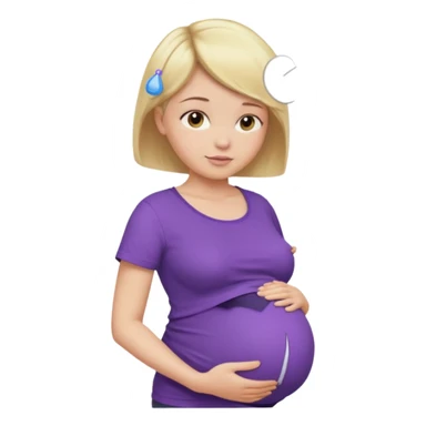 pregnant female with short hair, purple shirt, abdomen-head-neck, blond sticker