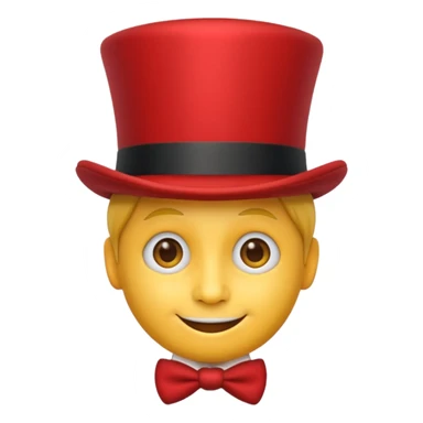 make a yellow face emoji with a red top hat sticker