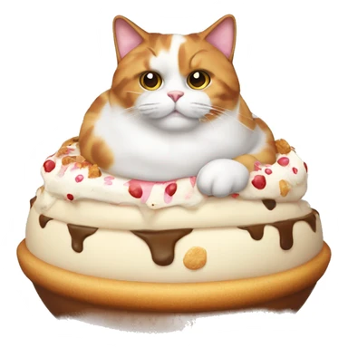 Realistic Fat calico cat with sundae sticker