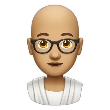 monk with bald head and glasses wearing t-shirt sticker