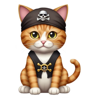 cat full body sitting wearing a pirate eye patch sticker