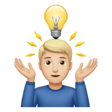 a man with a lightbulb above his head, symbolizing a startup idea sticker