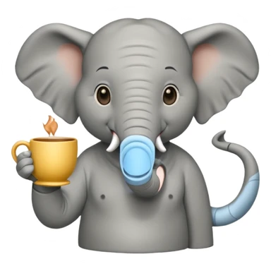 elephant with tea cup sticker