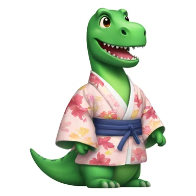 dino is wearing a kimono sticker