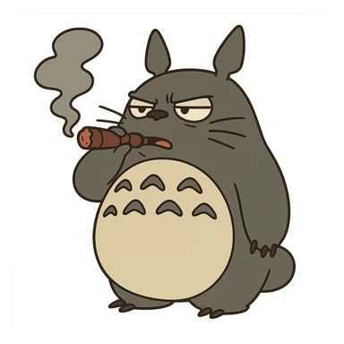 Totoro smoking a cigar sticker