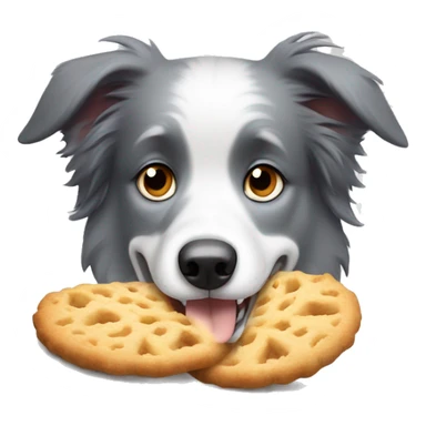 Light Grey border collie taking snacks and very guilty  sticker