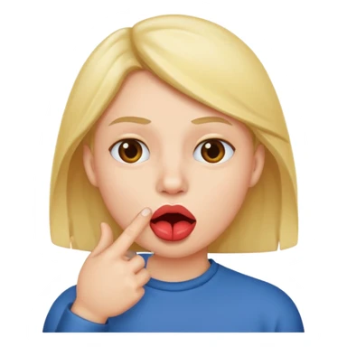 A lip biting with a finger in the mouth sticker