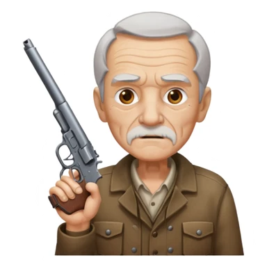 Make a emoji of a old man with a gun sticker