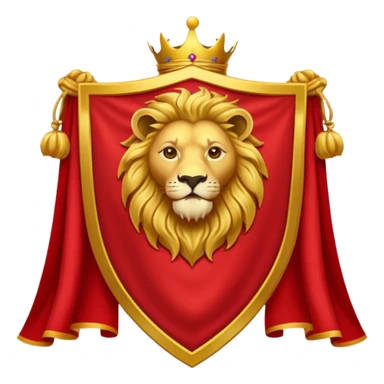 Lion Banner — red cloth + gold crest sticker