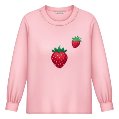 pastel pink women's shirt with a strawberry embroidered in the center sticker