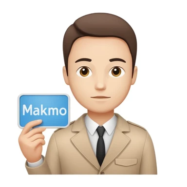 a minimalist person holding a sign with the text 'максм чмо', clean lines, light background, modern messenger art style, Telegram style sticker