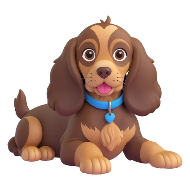 chocolate tan English cocker spaniel puppy lying down with wagging tail and adorable look sticker