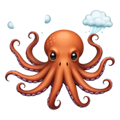 A sneezing octopus shooting ink clouds  sticker
