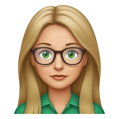 Dark blonde woman long hair green eyes glasses 50 years old sticker