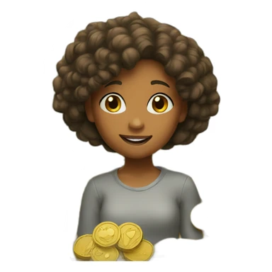 girl in the bunch of coins sticker