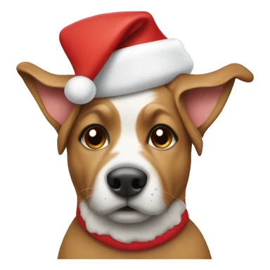 dog with a christmas hat sticker