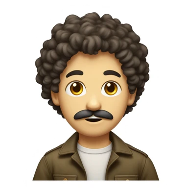 garçon moustachu avec cheveux mi long bouclé, yeux verts foncés, origine tunisien français sticker