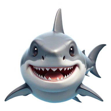 Cinematic Comical Great White Shark Portrait Emoji, Head tilted dramatically with an exaggeratedly shocked expression, featuring its iconic pointed snout, wide, comically expressive eyes, and a sleek body with a prominently defined dorsal fin, Simplified yet hilariously expressive features, highly detailed, glowing with a slightly sassy oceanic glow, high shine, dramatic yet playful, stylized with an air of cheeky marine mischief, soft glowing outline, capturing the essence of a meme-worthy great white shark that looks ready to side-eye its way into viral fame! sticker