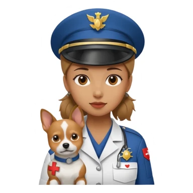 military girl, a medic with a small dog sticker