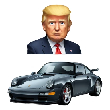 Donald Trump devant une Porsche  sticker