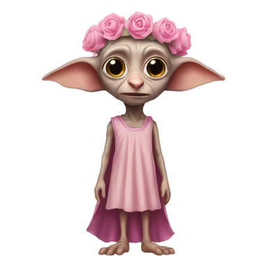 Dobby from Harry Potter wearing a tutu and pink crown sticker
