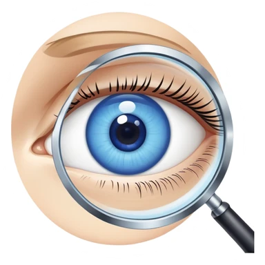 A blue eye looking through a magnifying glass. Minimalist, modern style. sticker