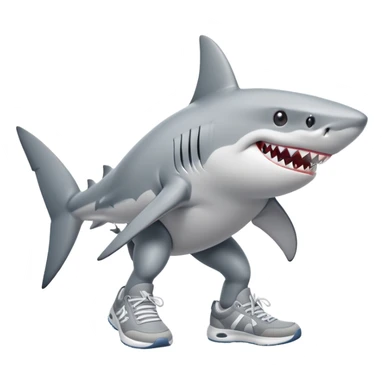 shark with three legs wearing sneakers sticker