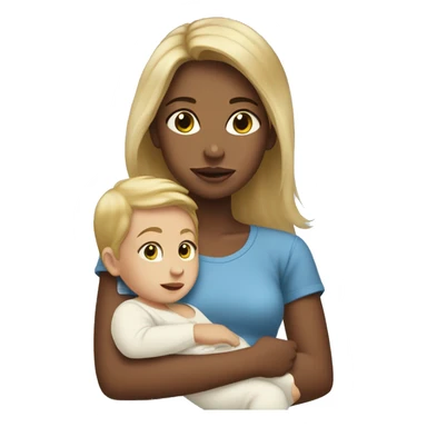 Teen girl with dirty blonde hair holding a baby boy sticker