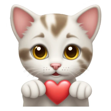 cute kitten shows heart sticker