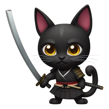 Black samurai Cat with katana sticker