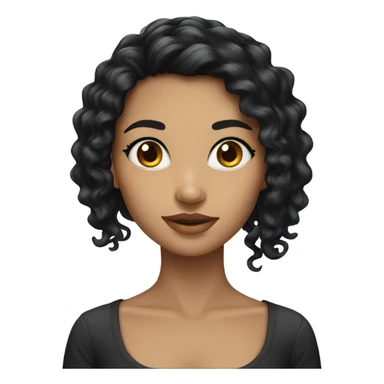 a pretty girl with long black permed hair sticker