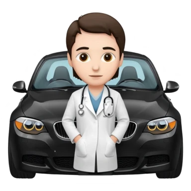 schwarzer BMW mit Arzt im Auto sticker
