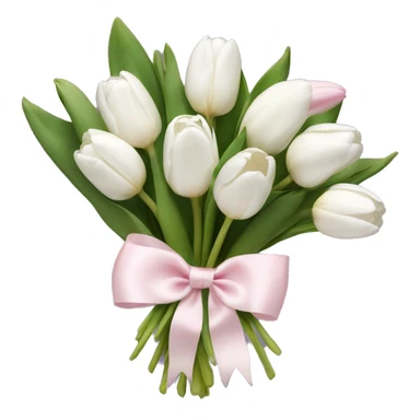 White tulips bouquet with light pink bow  sticker