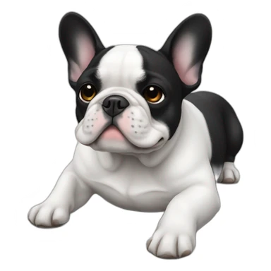 black and white French bulldog laying on the back sticker