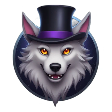 demonic wolf with pentagram top hat and a mysterious night sticker