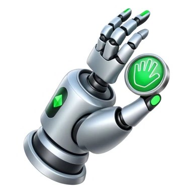 robot hand clicking a checkmark on a web page sticker