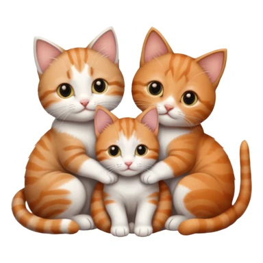 3 very small kittens cuddling together all different colours, the first one is grey and white, the second is ginger and white and the third is brown tabby and white sticker