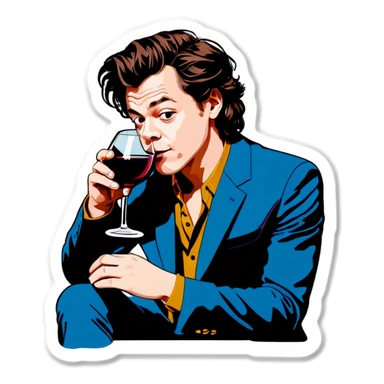 Harry styles drinking wine sticker